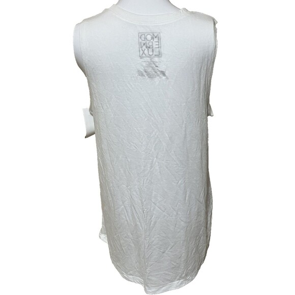 Modern Lux Top Sleeveless Tank T Shirt CAT MOM Pullover‎ Tee White Women Medium - Picture 2 of 3